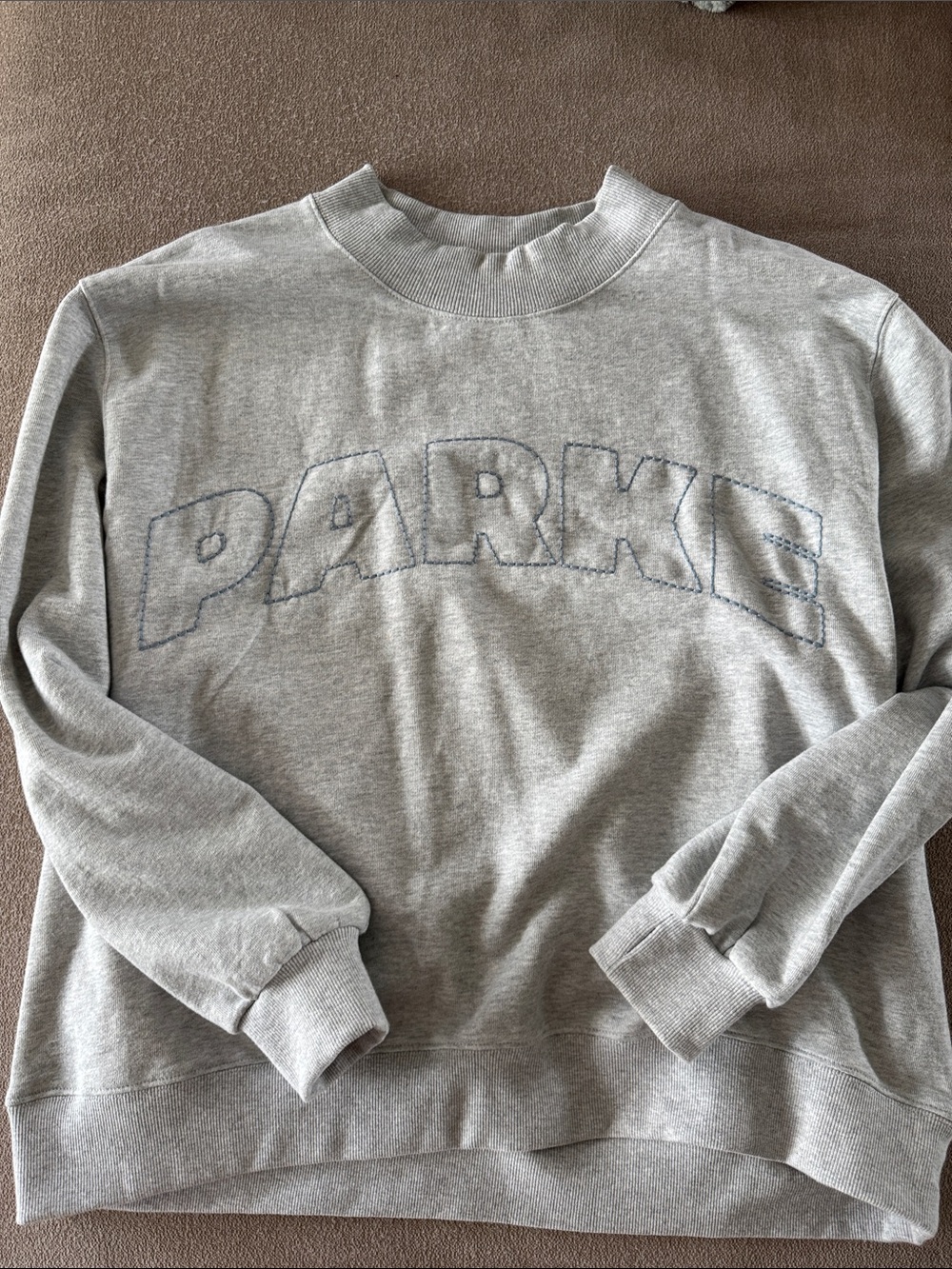 PARKE Embroidered Crewneck Sweatshirt in Gray